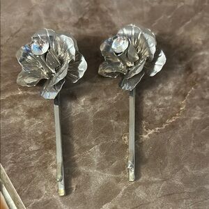 Silver Floral Hair Pins